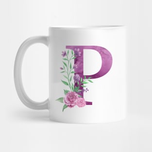 Floral Monogram P Beautiful Rose Bouquet Mug